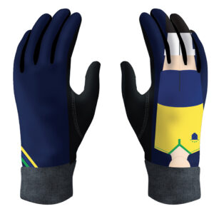 gants pour homme bleu et jaune