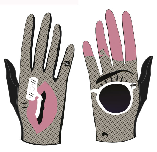 gants pour femme rose et gris