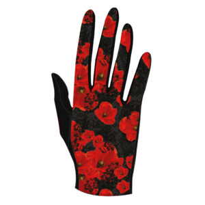 gants paume laine pour femme noir et rouge