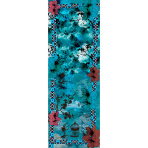 grande écharpe cachemire motif BLUE BIRD - bleu inspiration nature