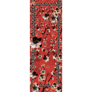 grande écharpe cachemire motif FUJIYAMA rouge inspiration japonaise