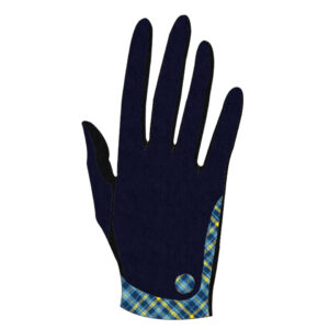 gants laine femme BEAUBOURG couleur bleu et détails motif à carreau sur le poignet