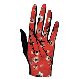 Gants paume laine Motif FUJIYAMA inspiration japonnaise couleur rouge