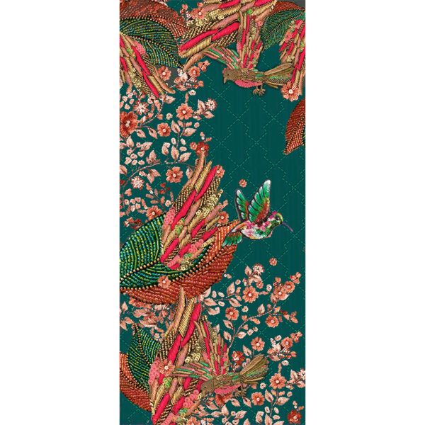 snood laine femme Motif LAURUS vert rouge inspiration nature