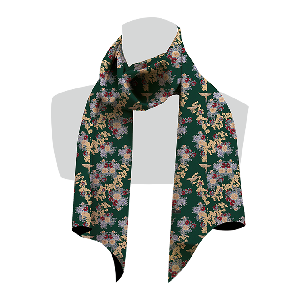 MINIATURE écharpe microfibre motif SAGI inspiration florale vert
