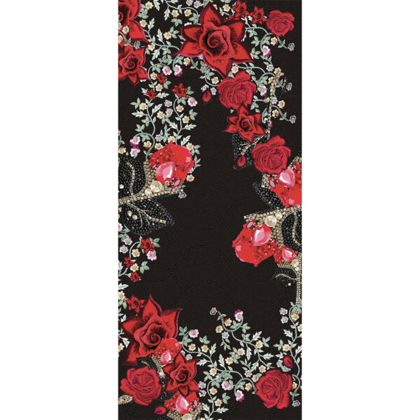 Snood laine motif ROSA inspiration florale rouge et noir