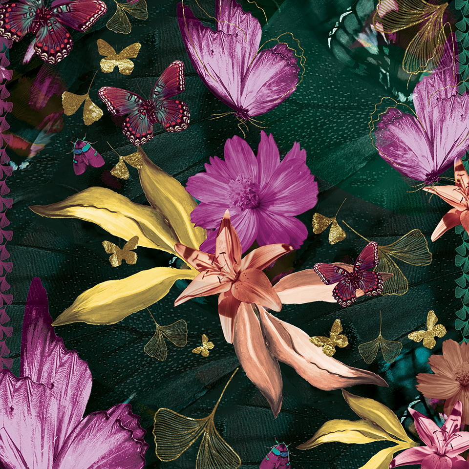 Carré modal 90x90 COSMOS EMERAUDE