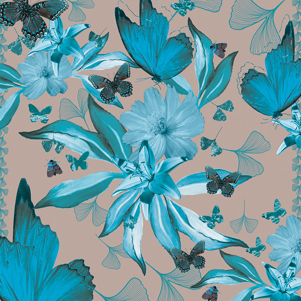 Carré modal 90x90 COSMOS TURQUOISE – Image 4