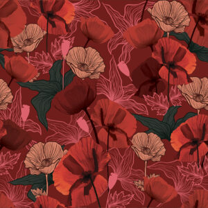 Carré modal 90x90 HIBISCUS ROUGE