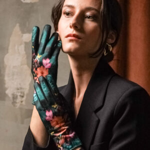 Gants femme en laine COSMOS EMERAUDE