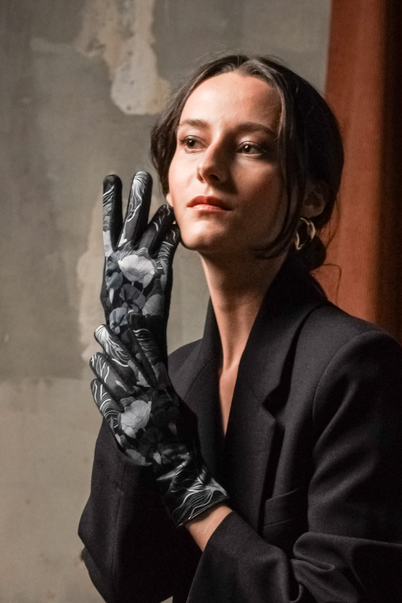 Gants jersey taille unique HIBISCUS NOIR – Image 2