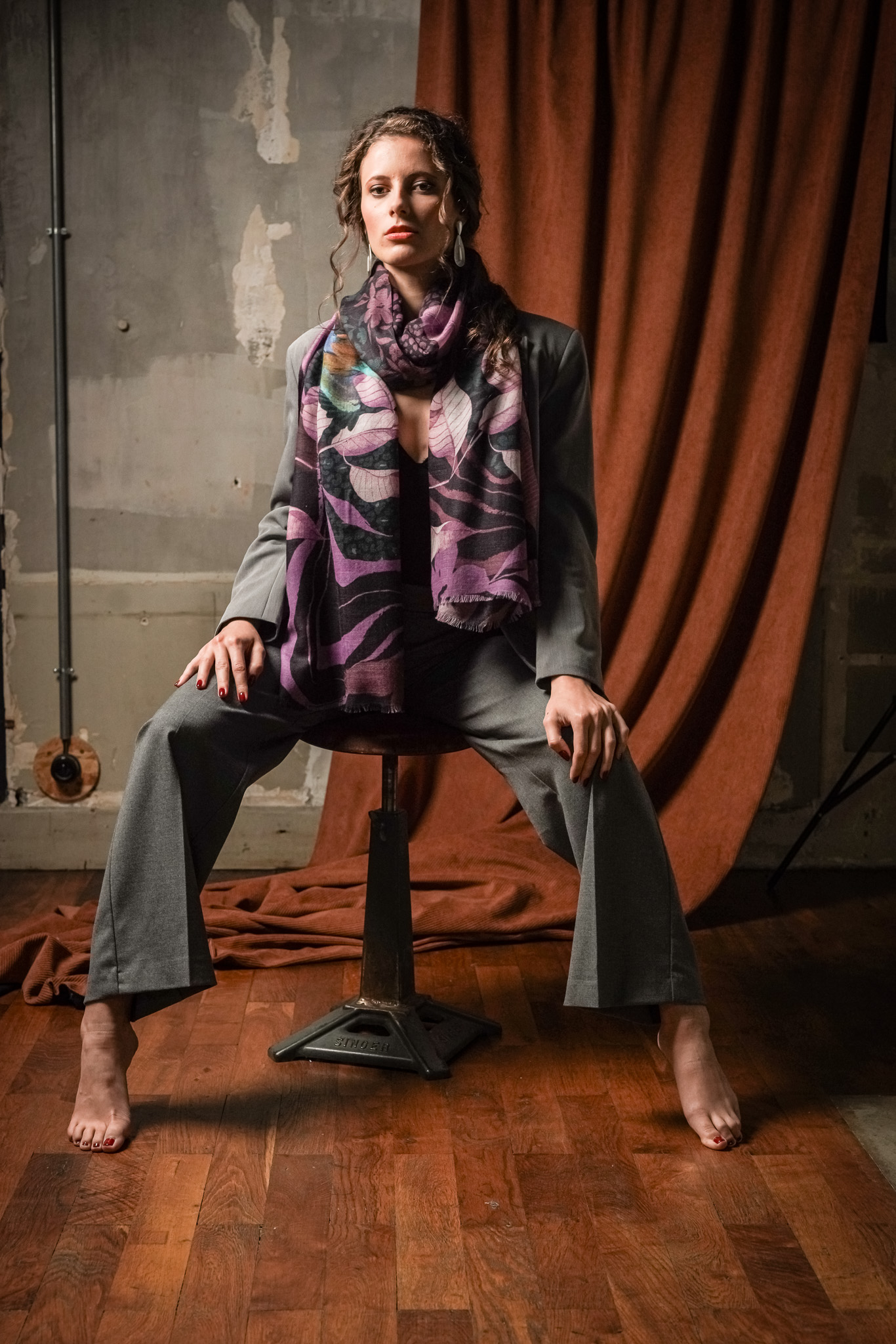 Grande écharpe cachemire LAURIER AMETHYSTE – Image 5