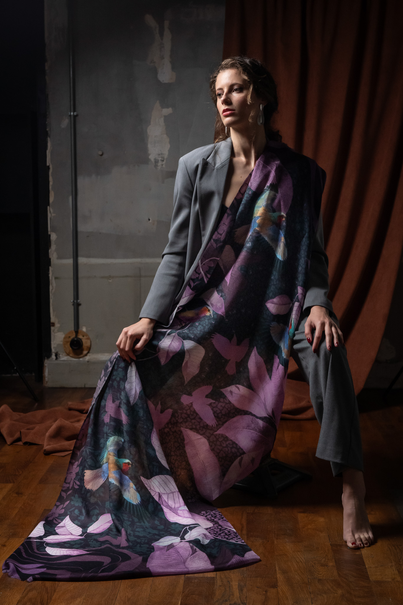 Grande écharpe cachemire LAURIER AMETHYSTE