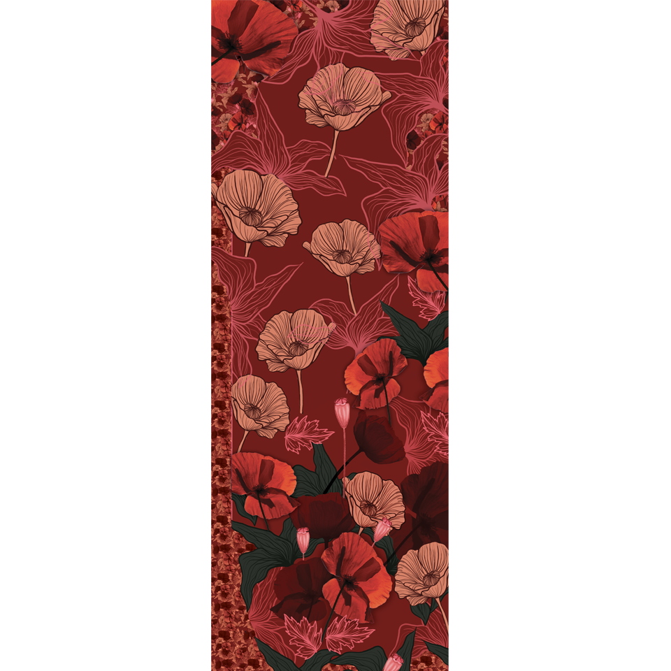 Grande écharpe cachemire HIBISCUS ROUGE