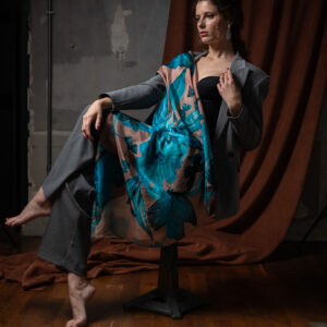 Carré modal 90x90 COSMOS TURQUOISE