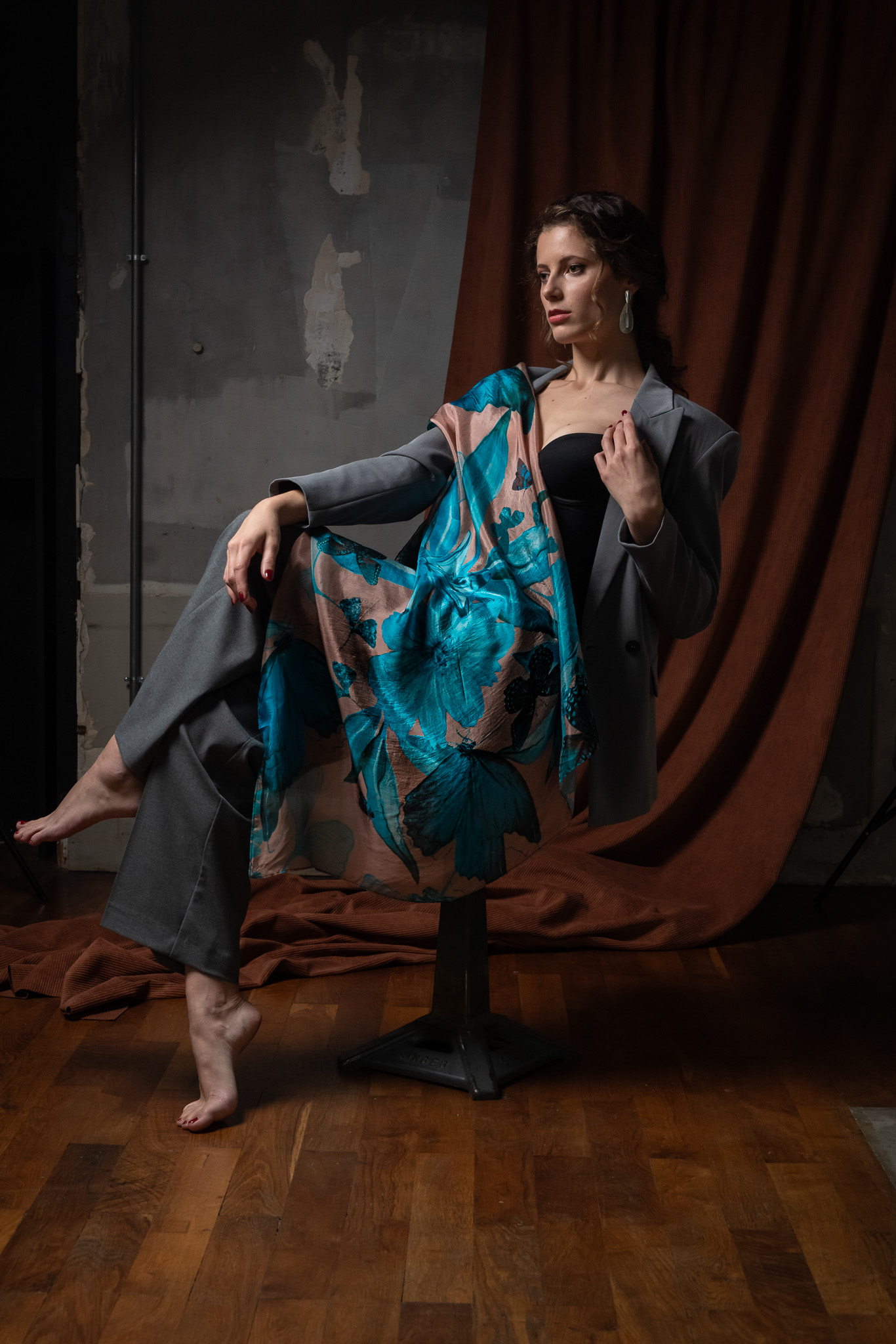 Carré modal 90x90 COSMOS TURQUOISE