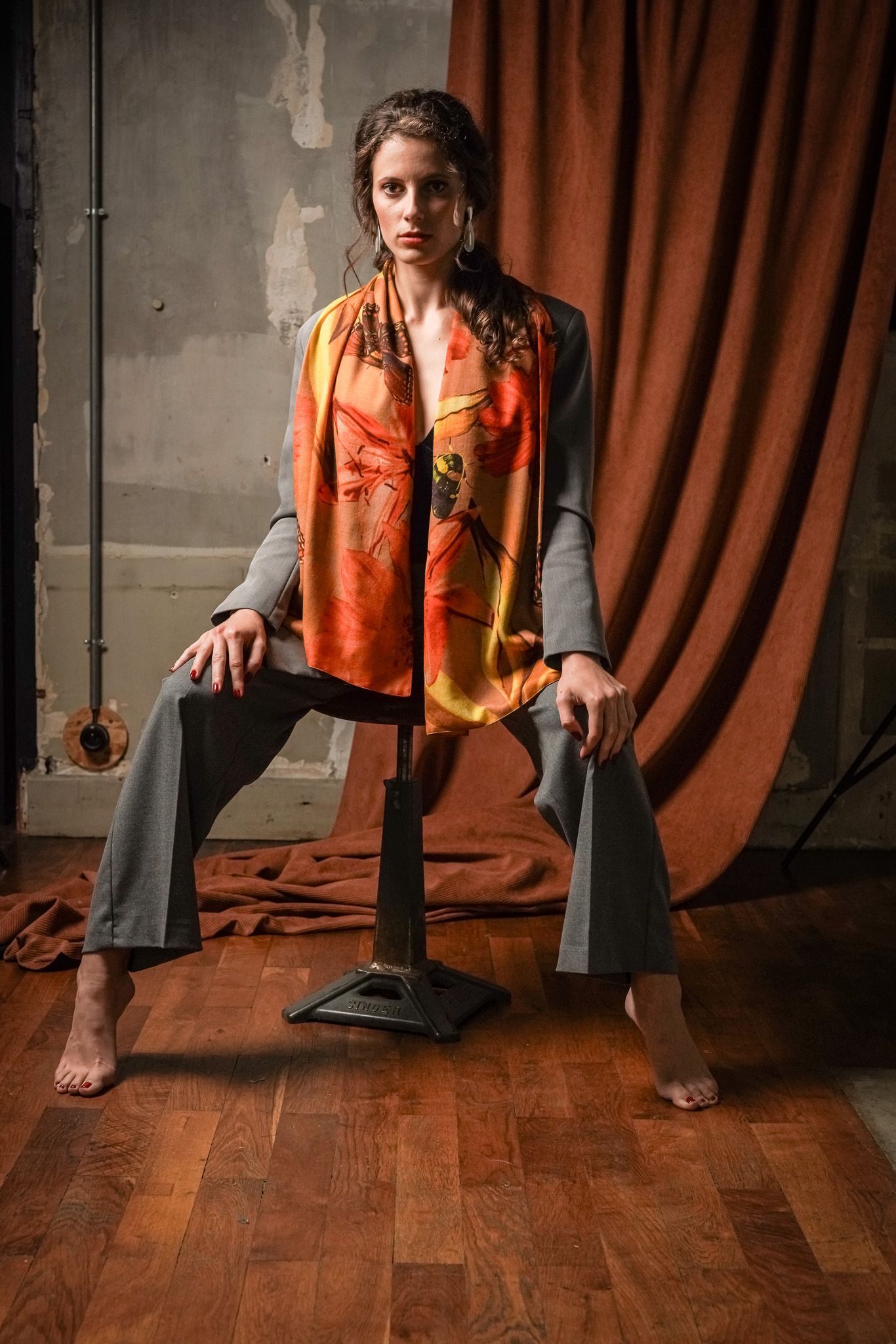 Echarpe laine COSMOS ORANGE