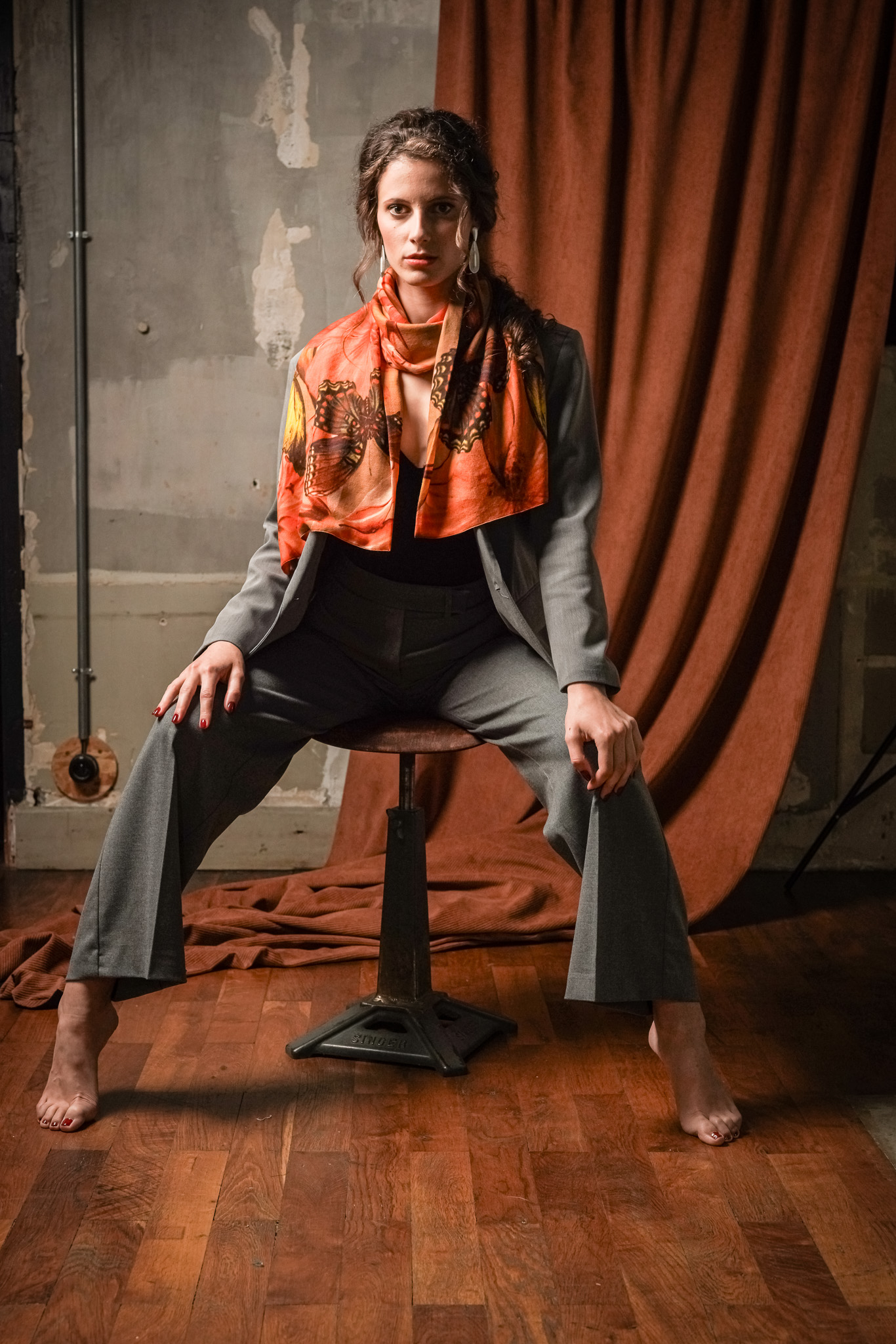 Echarpe laine COSMOS ORANGE – Image 3