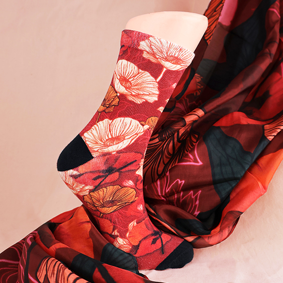Chaussettes bambou HIBISCUS ROUGE – Image 2