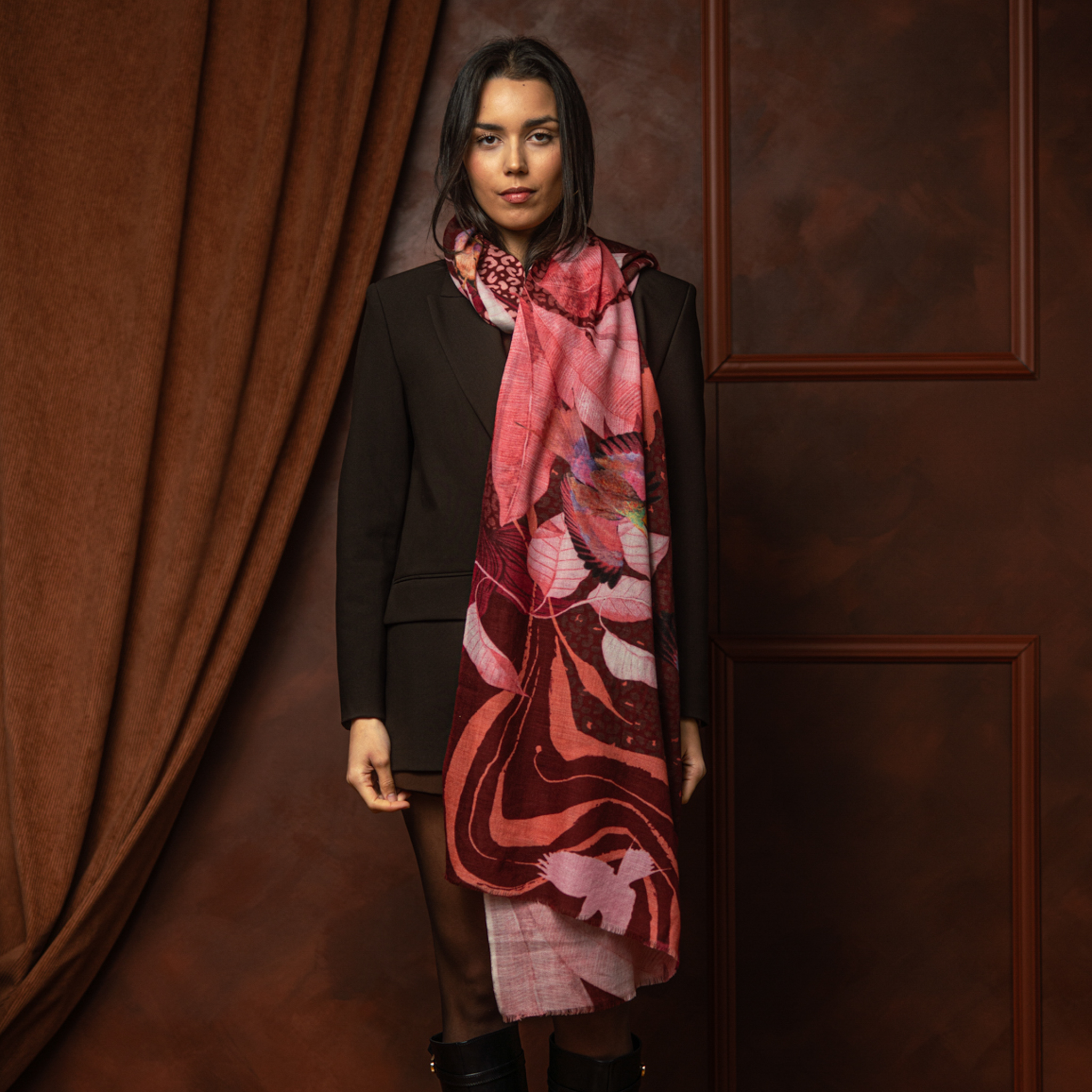 Grande écharpe cachemire LAURIER ROSE – Image 4